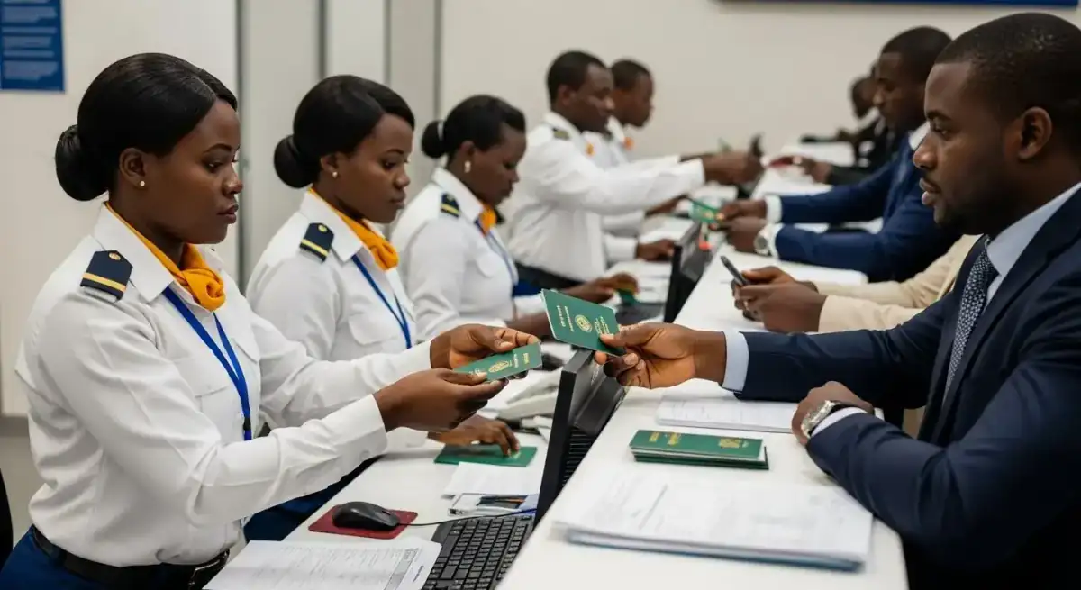 Contrôle d'immigration à l'aéroport d'Abidjan pour retrait du visa